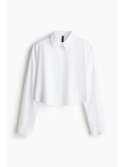 H&M - Women White Cropped Cotton Shirt