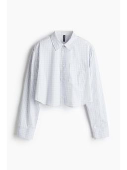 H&M - Women Blue Cropped Cotton Shirt