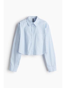 H&M - Women Blue Cropped Cotton Shirt