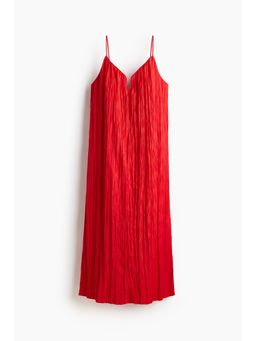 H&M - Women Red Crinkled Strappy Dress