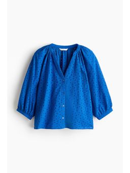 H&M - Women Blue Broderie Anglaise Blouse