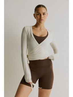 H&M MOVE - Women White Sports Wrap Top In Modal