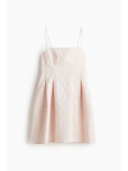 H&M - Women Pink Jacquard-Weave Strappy Dress