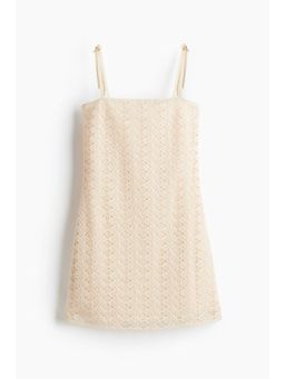 H&M - Women Beige Crochet-Look Mini Dress
