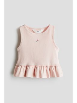 H&M - Girls Pink Sleeveless Bubble-Hem Top