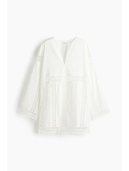 H&M - Women White Lace-Inset Cotton Dress