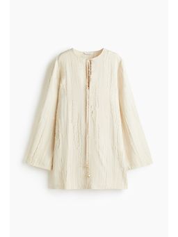 H&M - Women Beige Jacquard-Weave Dress