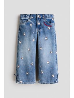 H&M - Girls Blue Printed Wide Leg Jeans
