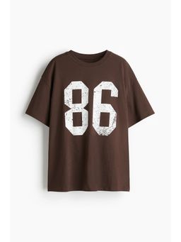 H&M - Women Brown Oversized Printed T-Shirt