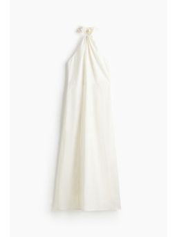 H&M - Women White Linen-Blend Halter Neck Dress