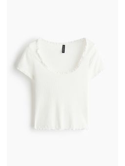 H&M - Women White Lace-Trimmed Top