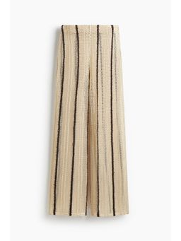 H&M - Women Beige Shimmering Hole-Knit Trousers