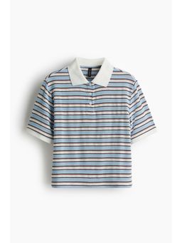 H&M - Women Blue Fine-Knit Polo Shirt