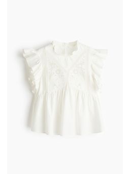 H&M - Women White Embroide Cotton Blouse