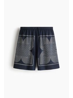 H&M - Women Blue Drawstring Twill Shorts