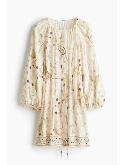 H&M - Women Beige Oversized Tie-Belt Dress