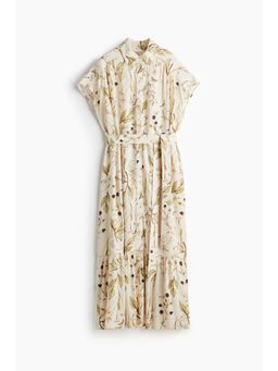 H&M - Women Beige Tie-Belt Shirt Dress