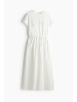 H&M - Women White Drawstring-Waist Cotton Dress
