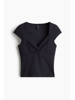 H&M - Women Black Cap-Sleeved Top