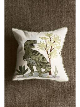 H&M - Beige Printed Cotton Canvas Cushion Cover