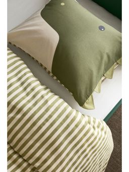 H&M - Green Patterned Cotton Single Duvet Cover Set