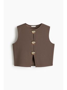 H&M - Women Beige Button-Decorated Top