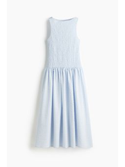 H&M - Women Blue Smocked Seersucker Dress