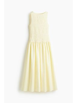 H&M - Women Yellow Smocked Seersucker Dress
