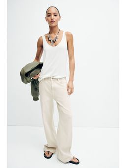H&M - Women White Baggy Regular Waist Jeans