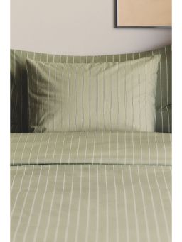H&M - Green Striped Single Duvet Cover Set