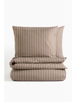 H&M - Beige Striped Double/King Duvet Cover Set