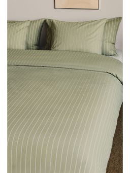 H&M - Green Striped Double/King Duvet Cover Set