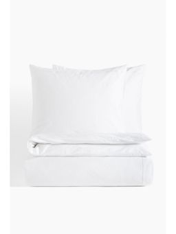 H&M - White Cotton Sateen Double/King Duvet Cover Set