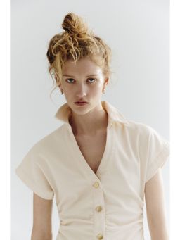 H&M - Women White Short-sleeved denim dress