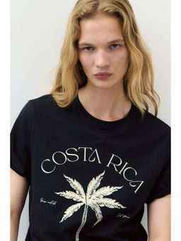 H&M - Women Black Printed T-Shirt