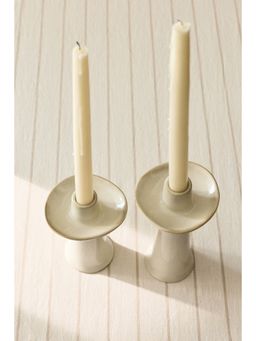 H&M - White Tall Stoneware Candlestick