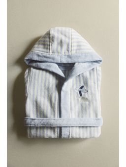 H&M - Kids Blue Embroidery-Detail Dressing Gown