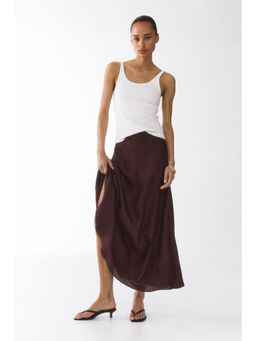 H&M - Women Brown Satin Maxi Skirt
