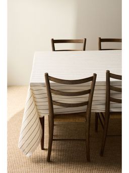 H&M - White Patterned Linen-Blend Tablecloth