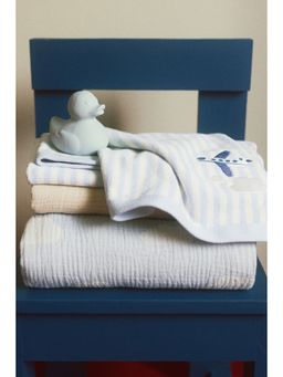 H&M - Blue Embroidery-Detail Bath Towel