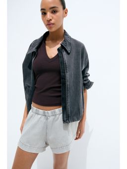 H&M - Women Grey Denim Pull-On Shorts