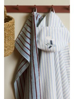 H&M - Blue Embroidery-Detail Hooded Bath Towel