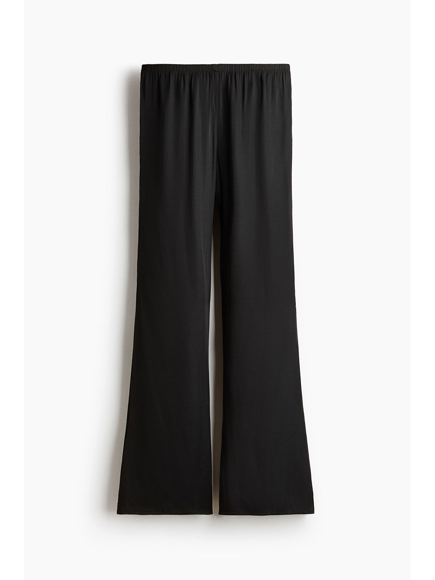 h&m Women Black Flared Satin Trousers-picture-26