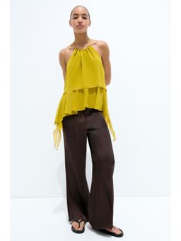 H&M - Women Brown Flared Satin Trousers