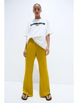 H&M - Women Yellow Flared Satin Trousers