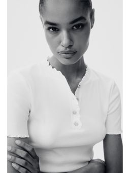 H&M - Women White Overlocked jersey top