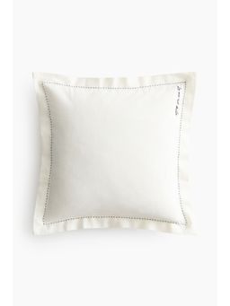 H&M - White Embroidery-Detail Linen-Blend Cushion Cover