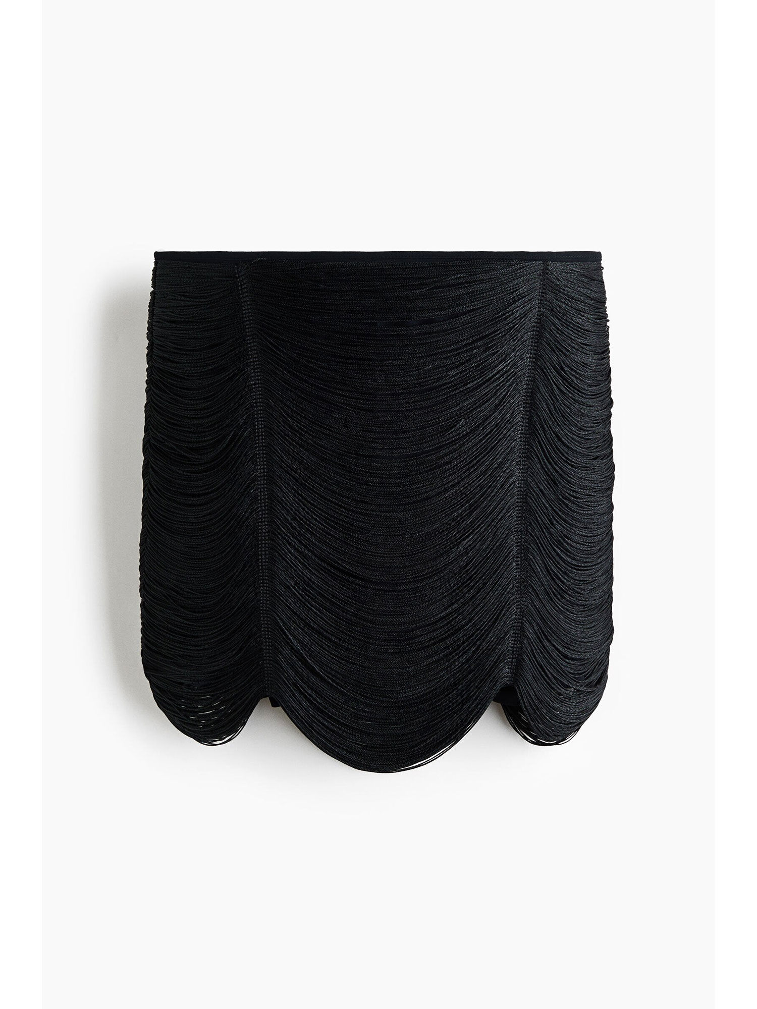 h&m Women Black Fringed Mini Skirt-picture-25