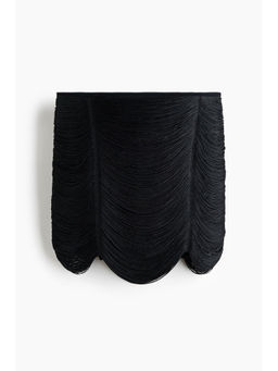H&M - Women Black Fringed Mini Skirt