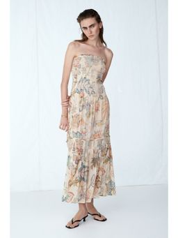 H&M - Women Beige Smocked Bandeau Dress